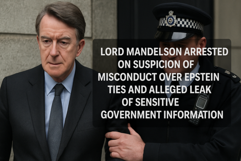 Lord Mandelson Arrested on Suspicion of Misconduct Over Epstein Ties and Alleged Leak of Sensitive Government Information