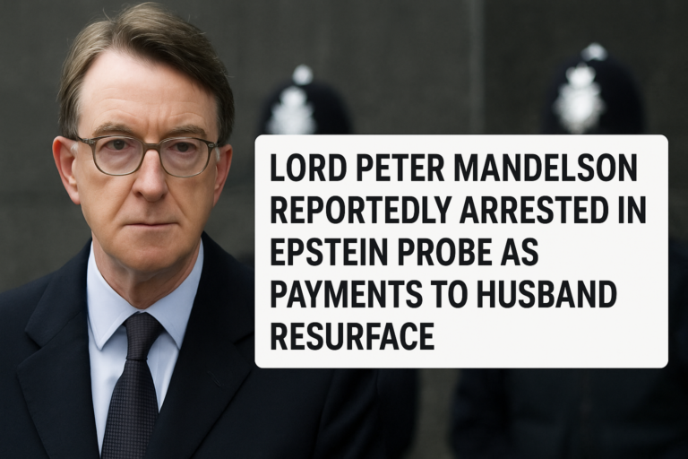 Lord Peter Mandelson Reportedly Arrested in Epstein Probe as Payments to Husband Resurface