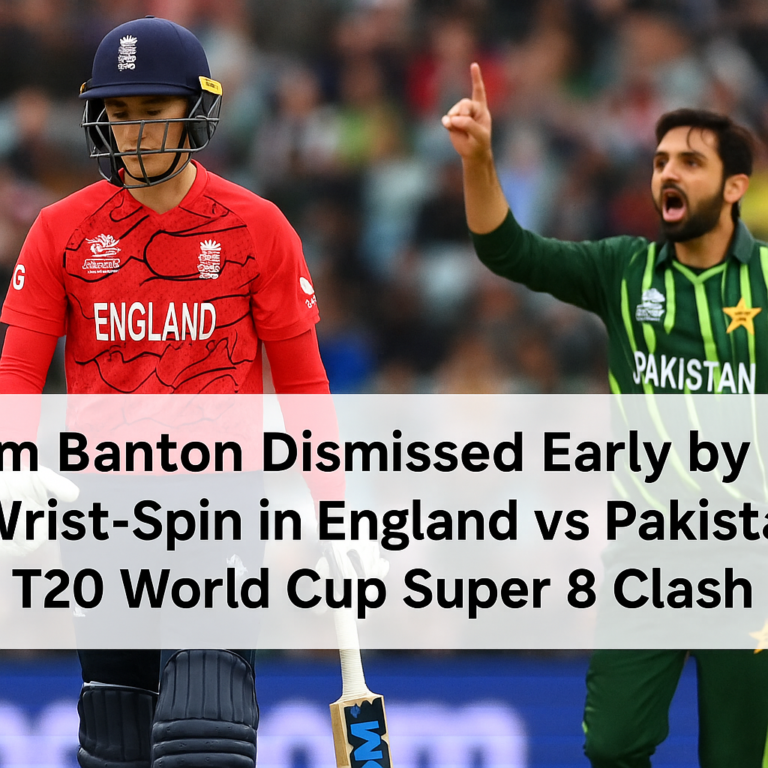 Tom Banton Dismissed Early by Wrist-Spin in England vs Pakistan T20 World Cup Super 8 Clash